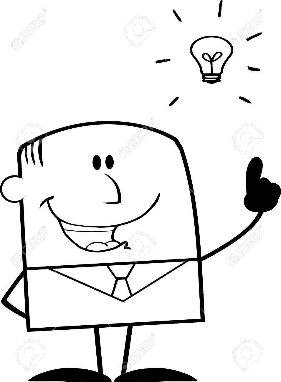Black And White Businessman With A Bright Idea Cartoon Character Royalty  Free SVG, Cliparts, Vectors, and Stock Illustration. Image 30917069., image size:954x1300