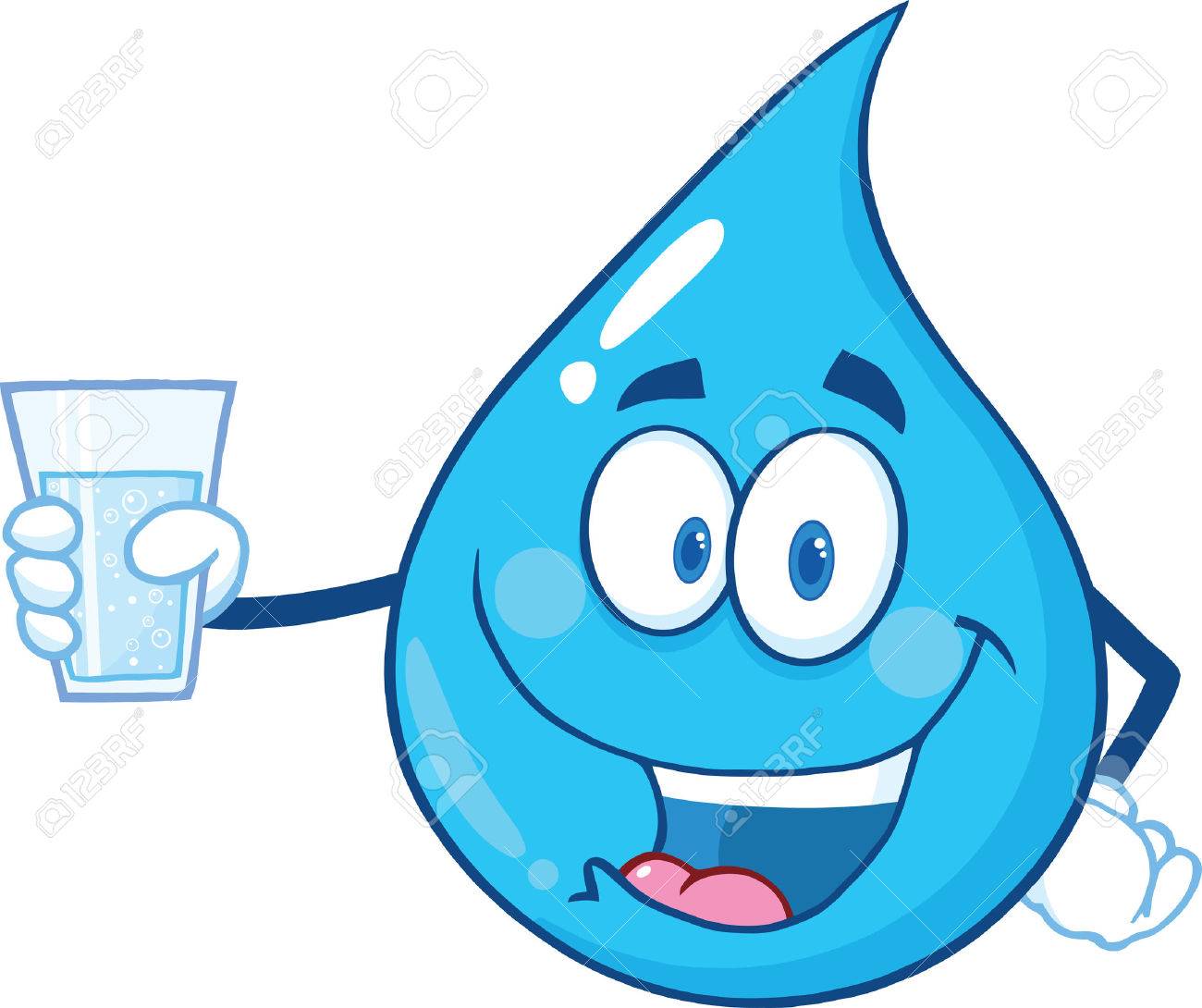 Water Drop Character Holding A Water Glass. Illustration Isolated On White Background - 33669062 Water Drop Character Holding A Water Glass. Illustration Isolated On White Background - 33669062