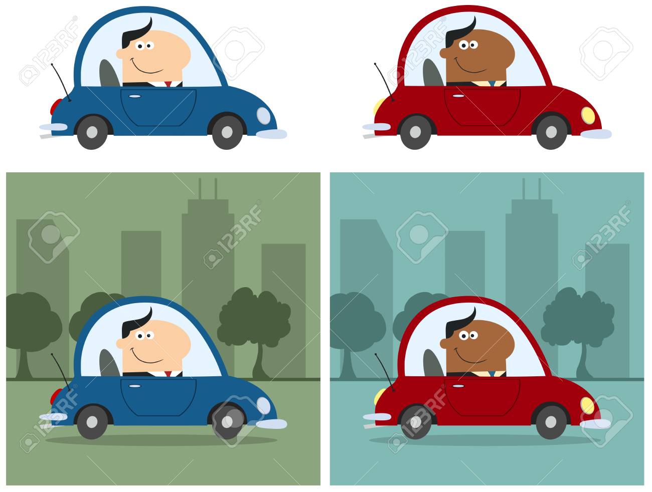 都市で働くマネージャー牽引車を笑っています フラット スタイル コレクション セットのイラスト素材 ベクタ Image 都市で働くマネージャー牽引車を笑っています フラット スタイル コレクション セットのイラスト素材 ベクタ Image