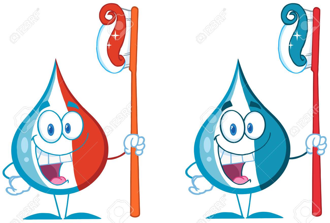 歯磨き粉ドロップ漫画のマスコット キャラクターです コレクション セットの分離白 のイラスト素材 ベクタ Image