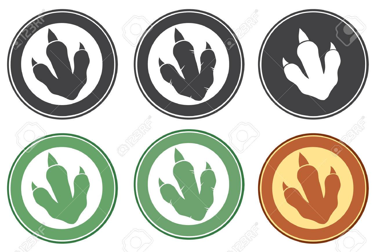 恐竜足跡円ラベル デザイン コレクション の写真素材 画像素材 Image