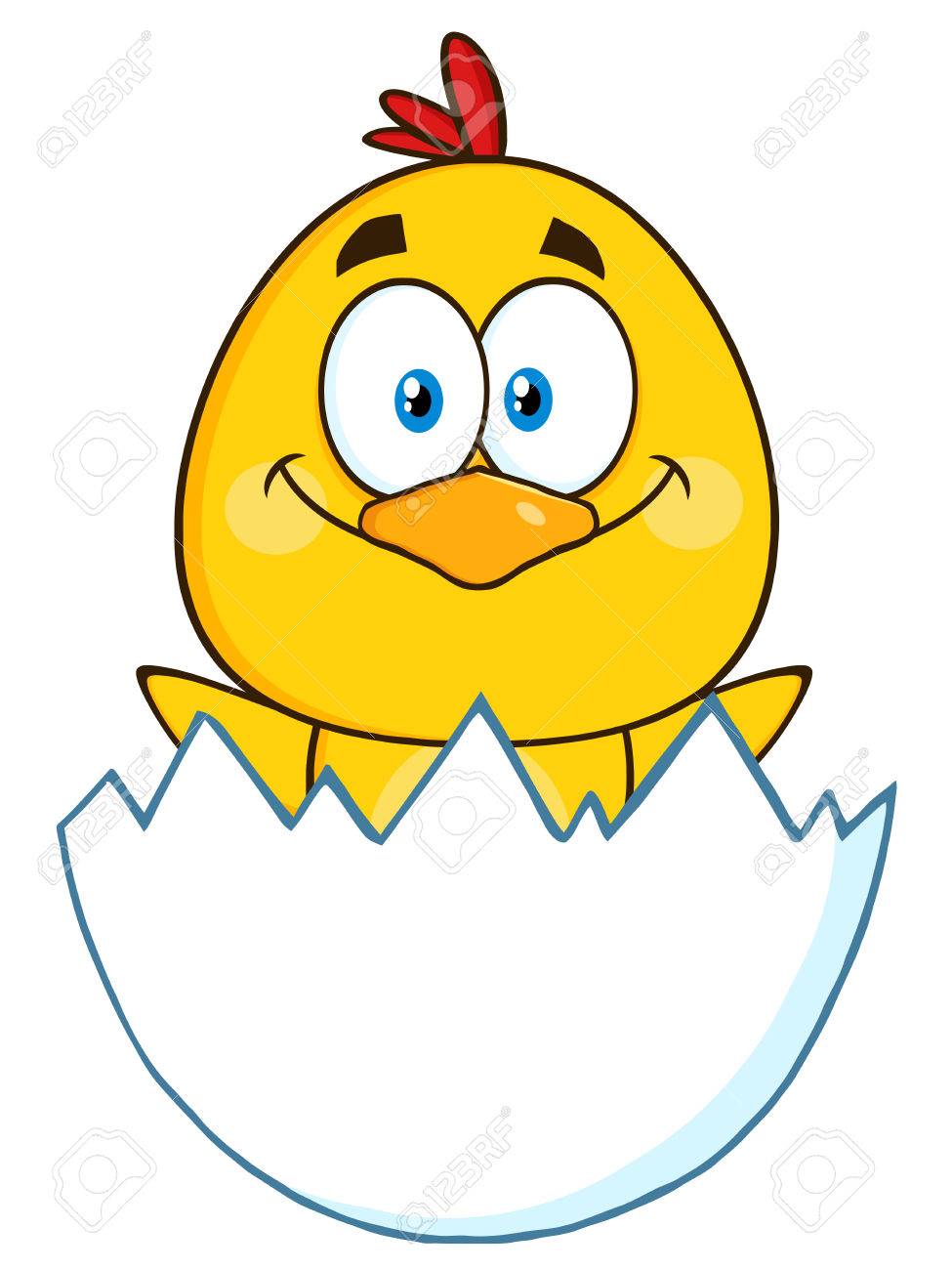 Funny Yellow Chick Cartoon Character Hatching From An Egg Stock Photo Picture And Royalty Free Image Image 52578416