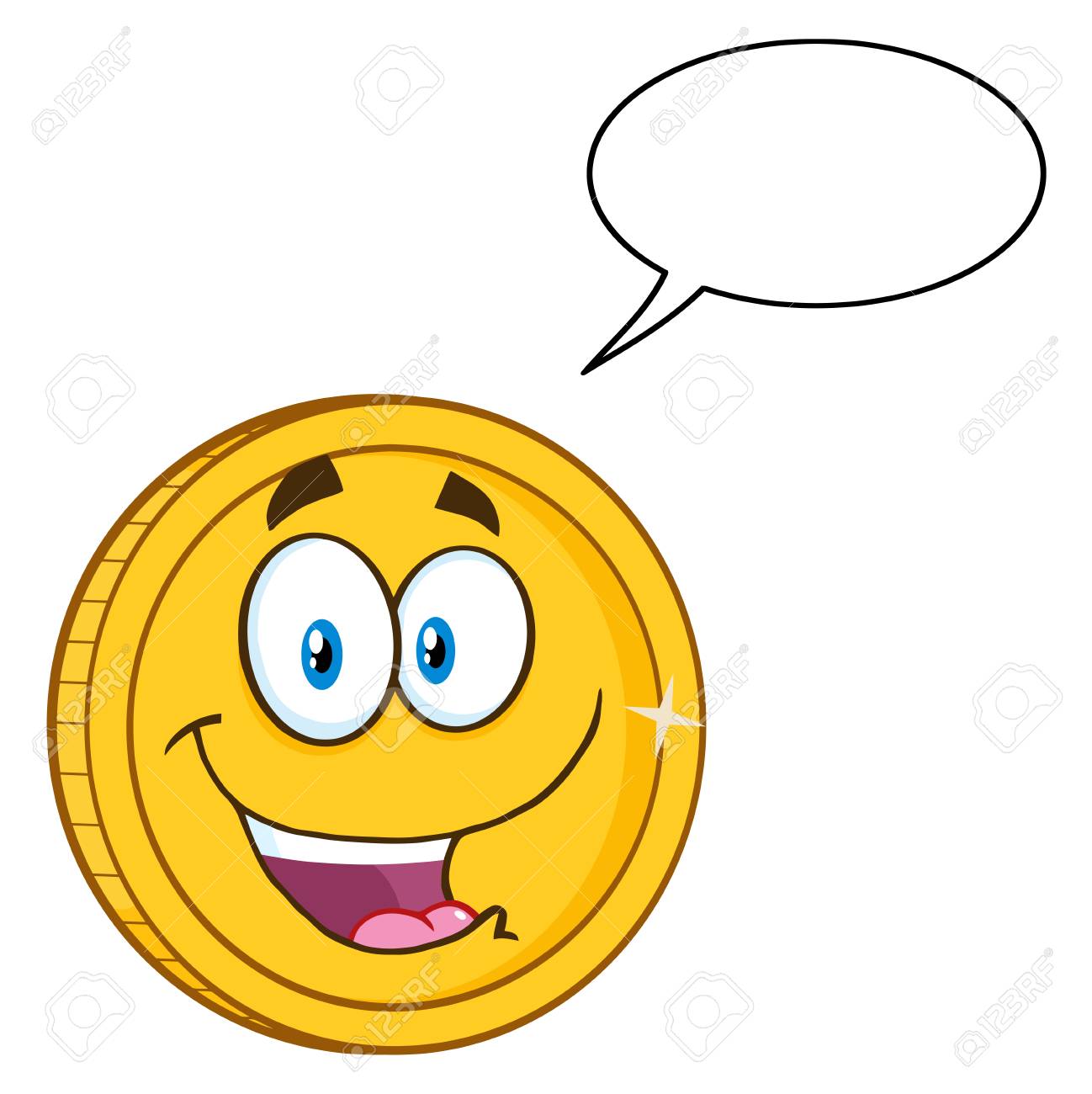 幸せの黄金コイン漫画のキャラクター ビジネスとファイナンスの概念の写真素材・画像素材 Image 54039538