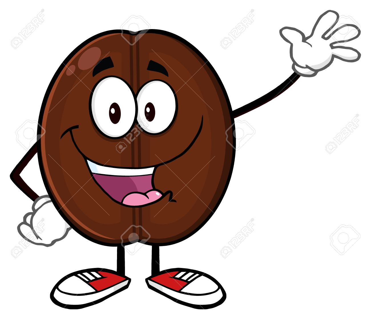 Happy Coffee Bean Cartoon Mascot Character Waving Stock Photo Happy Coffee Bean Cartoon Mascot Character Waving Stock Photo