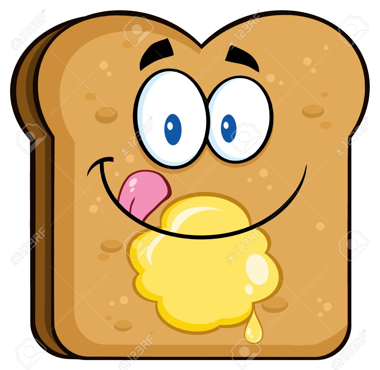 Happy Toast Bread Slice Cartoon Character Licking His Lips With Butter Stock Photo, Picture And Royalty Free Image. Image 58232271. Happy Toast Bread Slice Cartoon Character Licking His Lips With Butter Stock Photo, Picture And Royalty Free Image. Image 58232271.