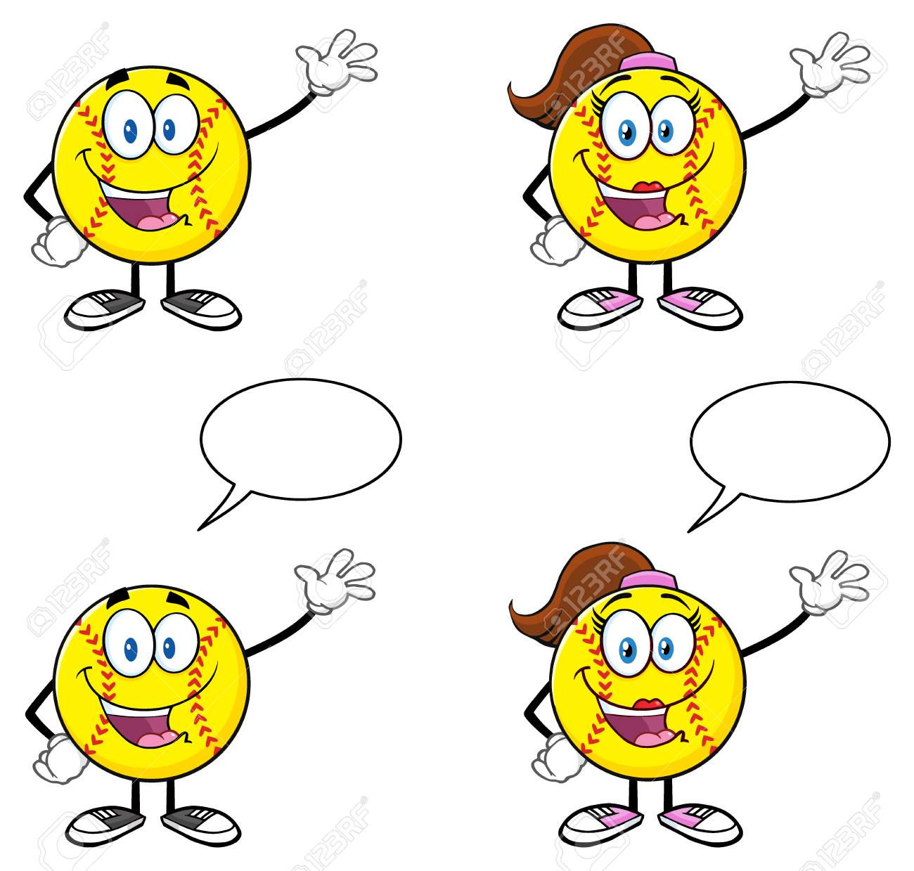 ソフトボール漫画のマスコット キャラクター 白い背景で隔離の図 の写真素材 画像素材 Image