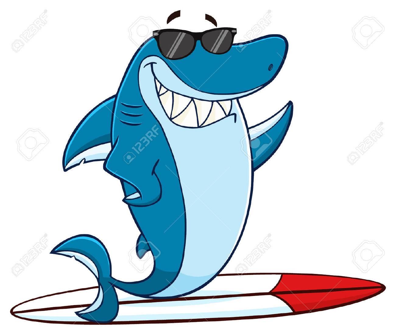 cartoon shark with sunglasses