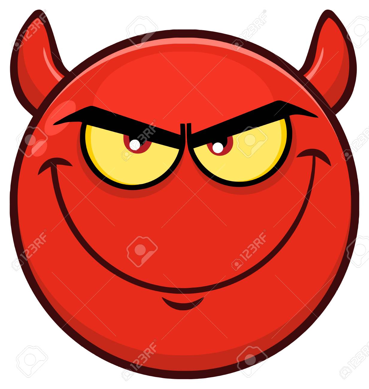 Smiling Red Cartoon Smiley Face Character With Evil ...