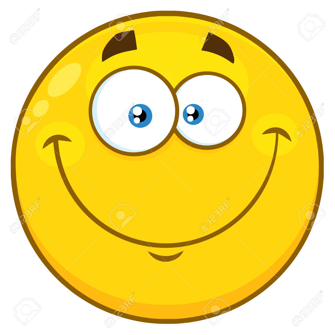 黄色いキャラクター スマイリー顔の笑みを浮かべてください。白い背景