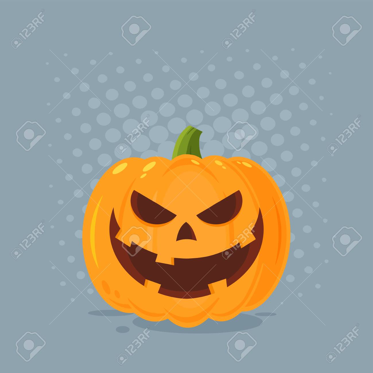 ニヤリと邪悪なハロウィーン カボチャ漫画絵文字顔文字式です 白い背景で隔離の図 の写真素材 画像素材 Image