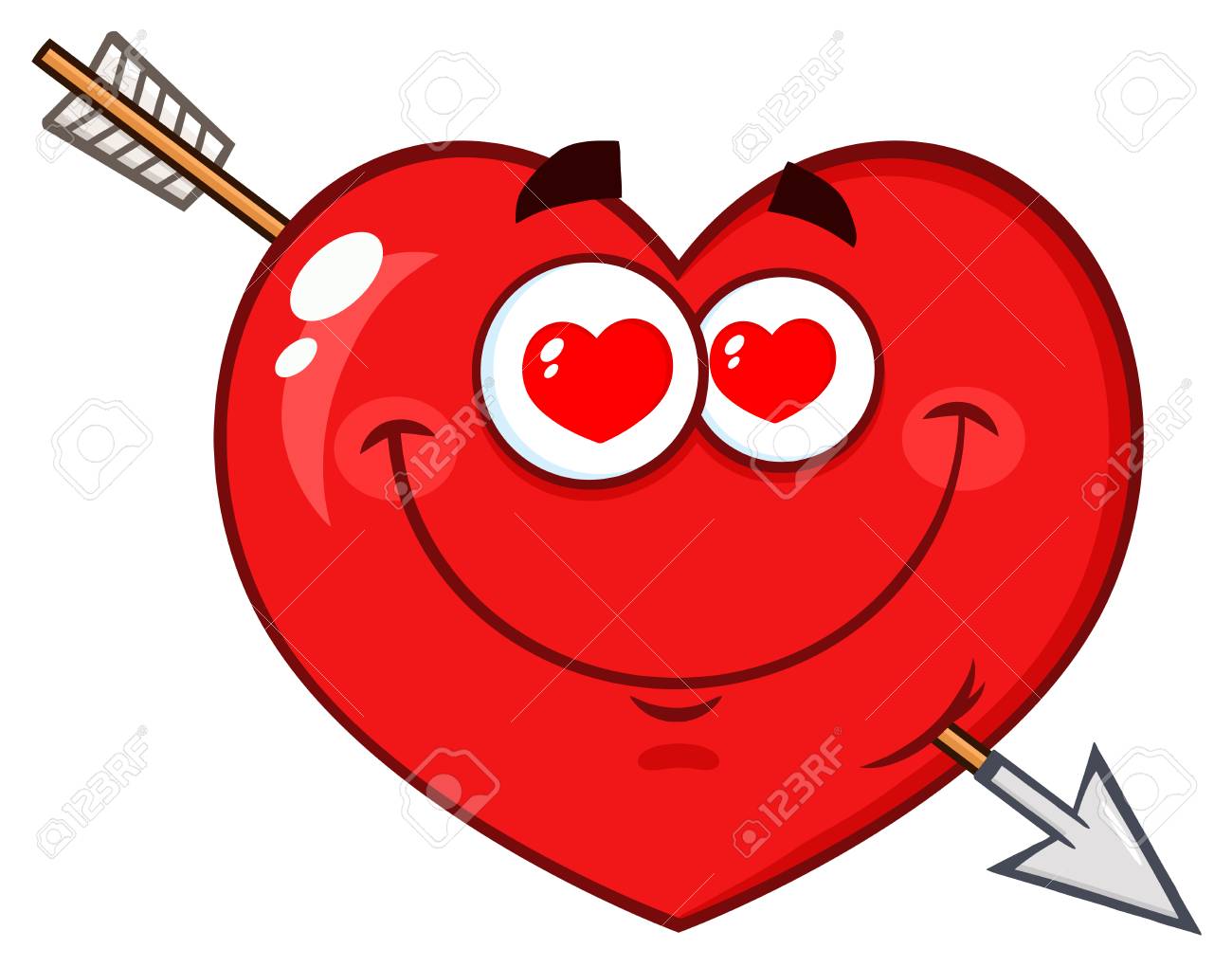 Loving Red Heart Cartoon Emoji Face Character With Hearts Eyes Stock Photo Picture And Royalty Free Image Image