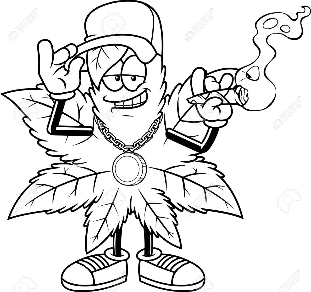 Outlined Gangsta Marijuana Leaf Cartoon Character Smoking A Joint. Vector  Hand Drawn Illustration Isolated On Transparent Background Royalty Free  SVG, Cliparts, Vectors, and Stock Illustration. Image 169320217., image size:1300x1220