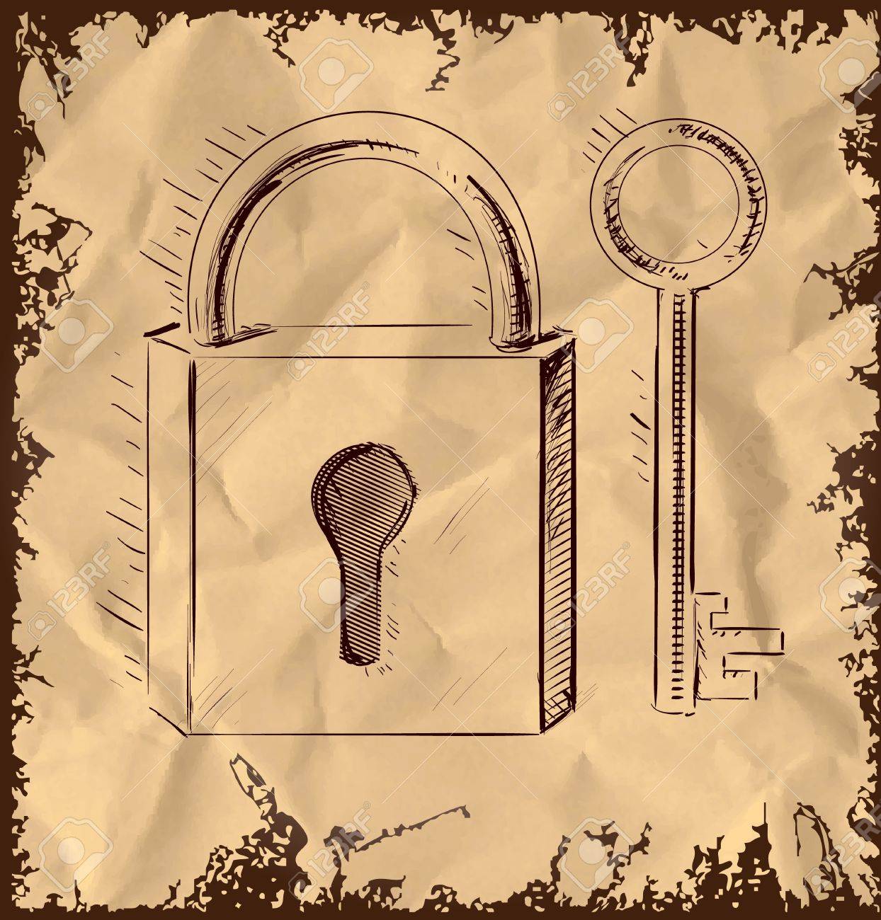 Alte Schlussel Und Schloss Auf Vintage Hintergrund Lizenzfrei Nutzbare Vektorgrafiken Clip Arts Illustrationen Image 19898372