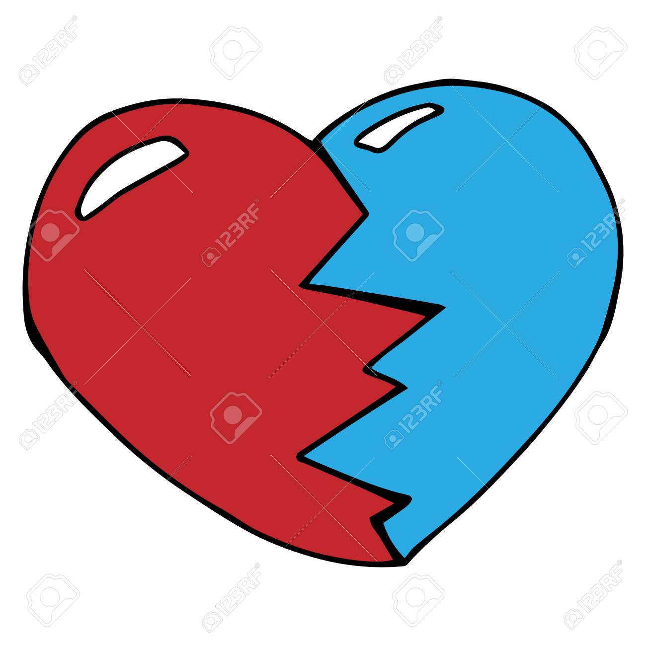 Broken Heart Of Two Halves Red And Blue Broken Heart The Collected Royalty Free Cliparts Vectors And Stock Illustration Image 110715107