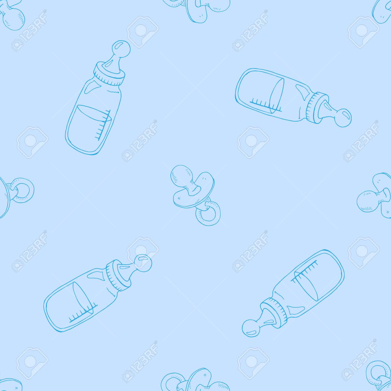 Baby Bottle With Pacifier Seamless Pattern. Vector Illustration Seamless  Pattern Bottle With Pacifier For Baby. Cute Baby Background Seamless  Pattern. Royalty Free SVG, Cliparts, Vectors, And Stock Illustration. Image  111832882.