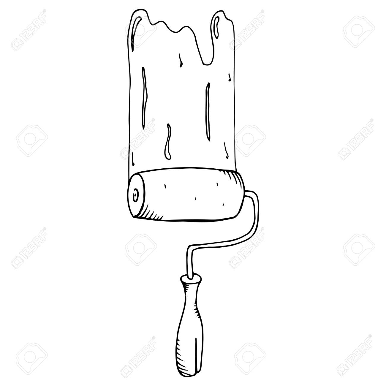 Paint Roller. Vector Illustration Of A Roller For Painting Walls. Hand  Drawn Paint Roller. Royalty Free SVG, Cliparts, Vectors, and Stock  Illustration. Image 113542240., image size:1300x1300