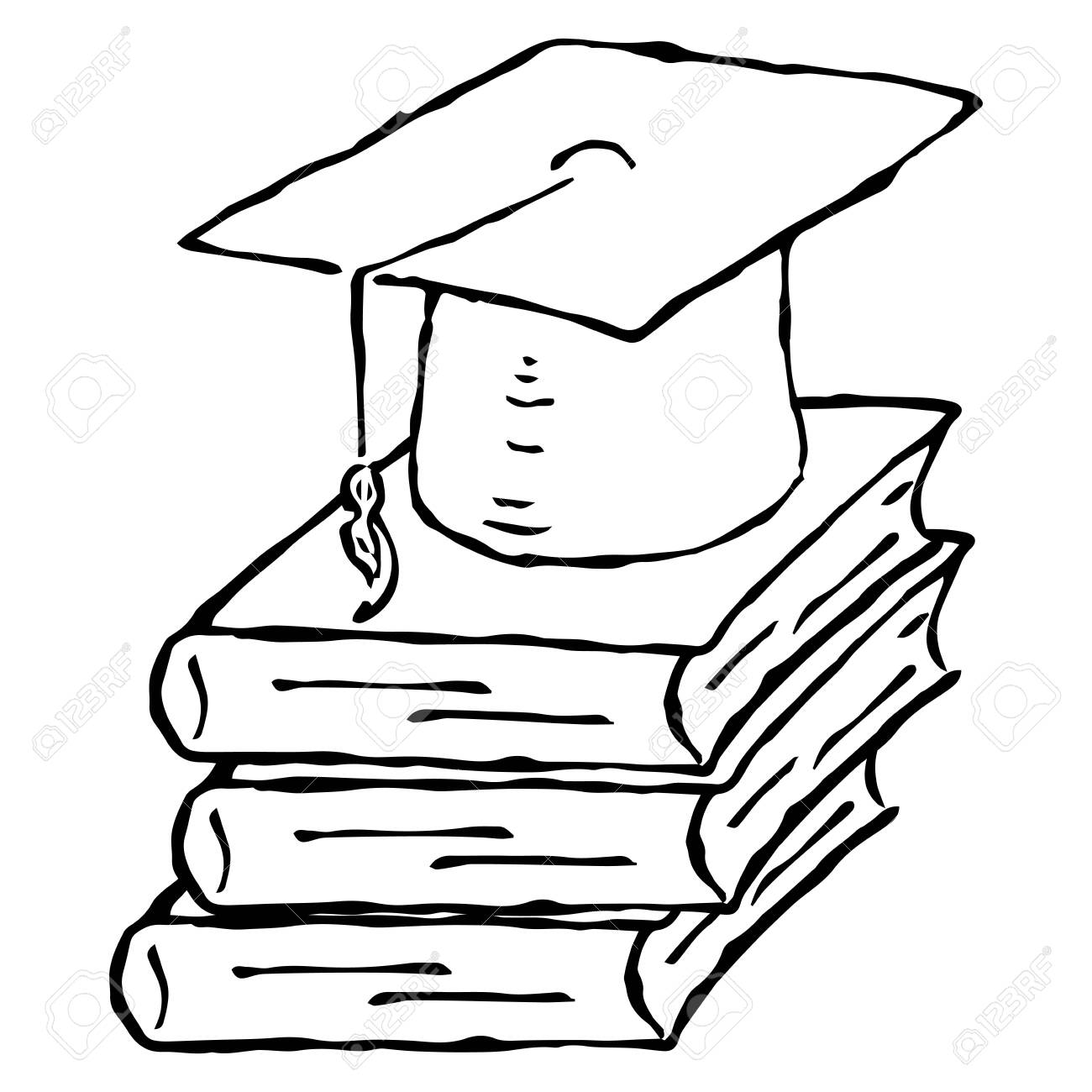 Square Academic Hat With A Tassel On A Stack Of Books Graduation