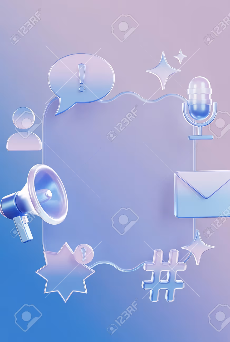 Communication concept with speech bubbles and megaphone on blue background - 262390116 Communication concept with speech bubbles and megaphone on blue background - 262390116