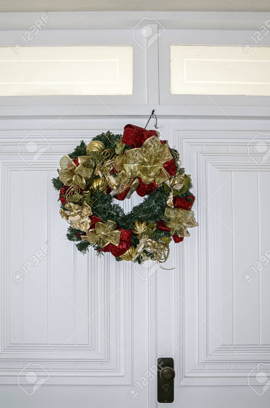 Wooden White Door Christmas Ornament Traditional Decoration
