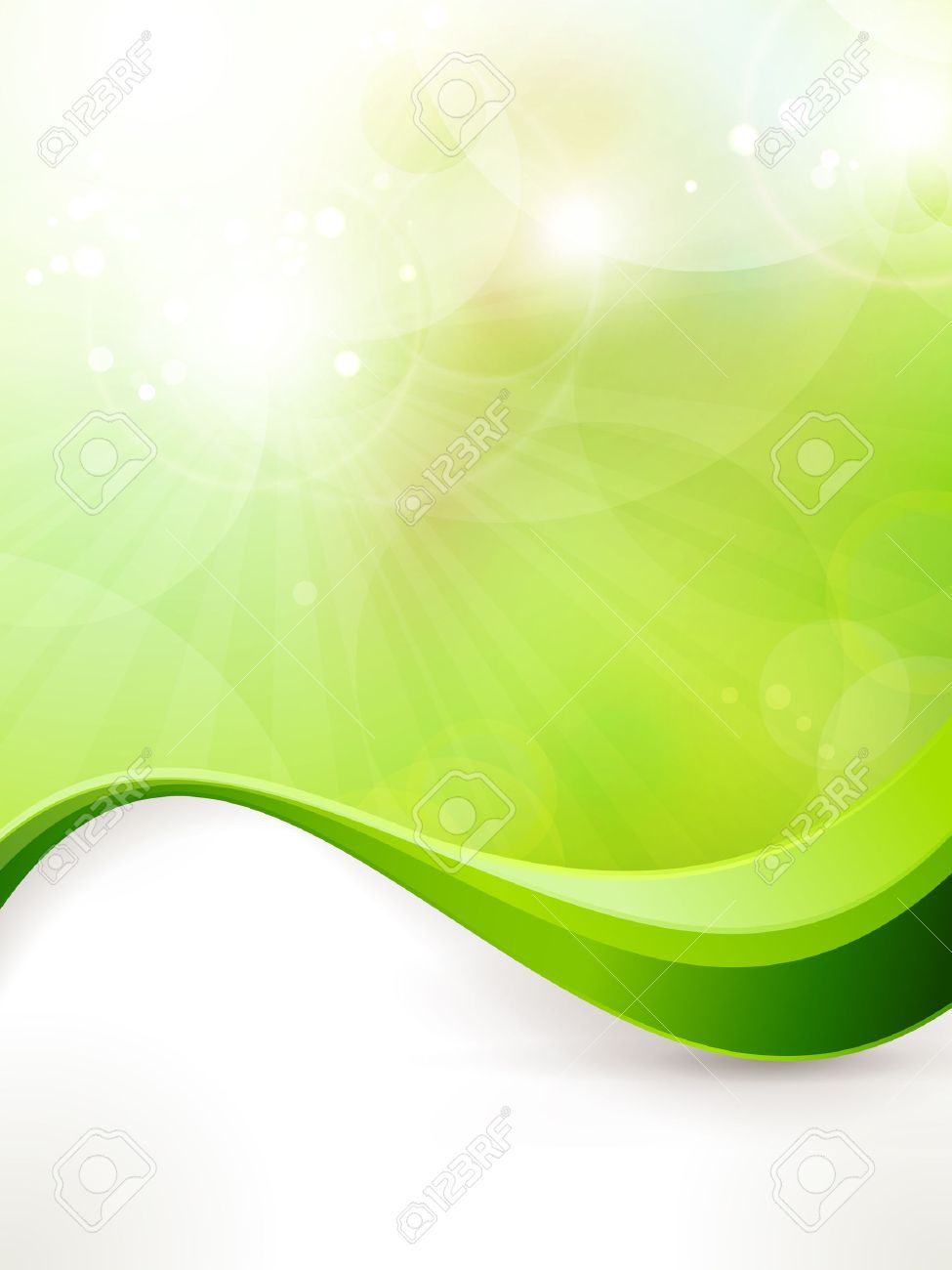 Light Green Vector Background With Blurred Lights, Light Effects, Sun Burst  And Wave Pattern Great Spring Or Green Environmental Background Space For  Your Text Royalty Free SVG, Cliparts, Vectors, And Stock Illustration.