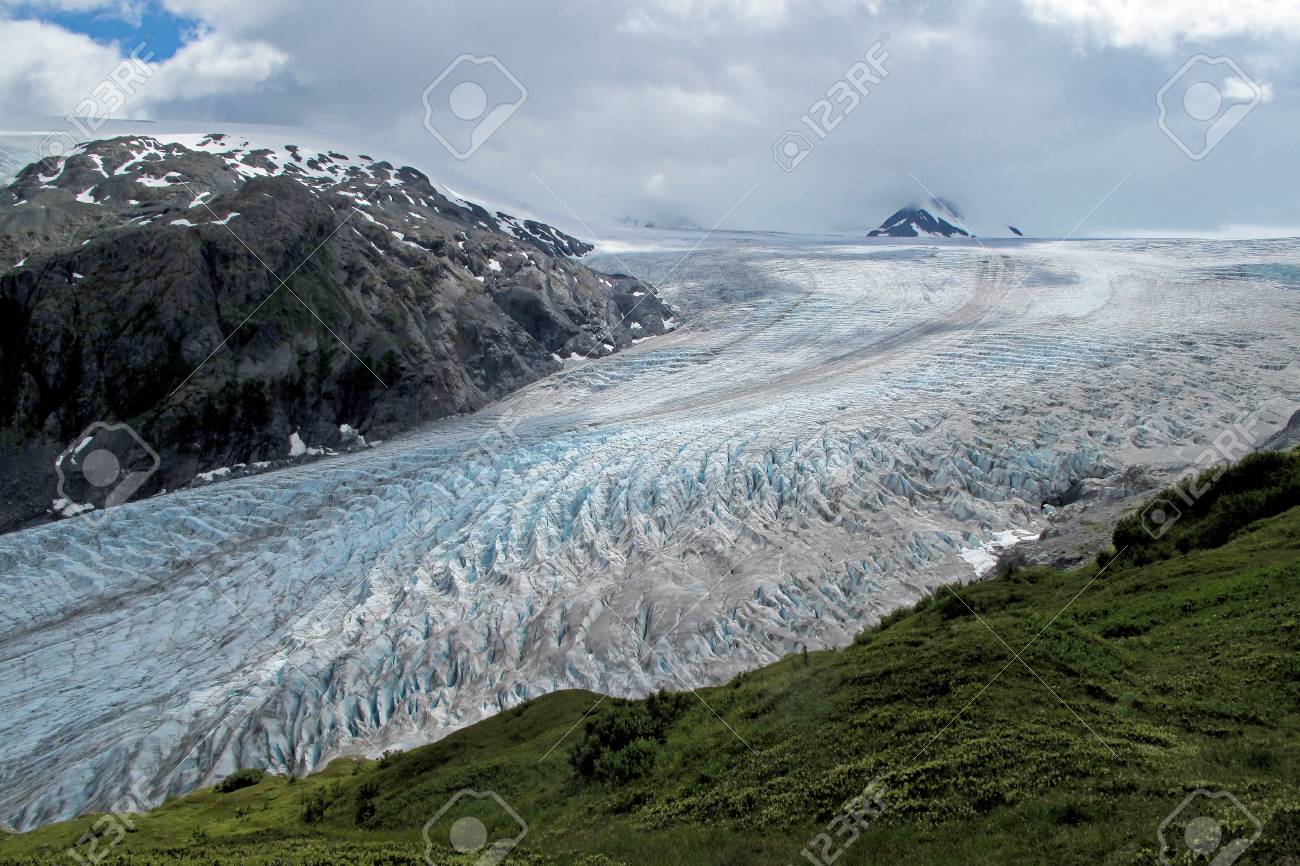 exit glacier harding ice field kenai fjords national park stock
