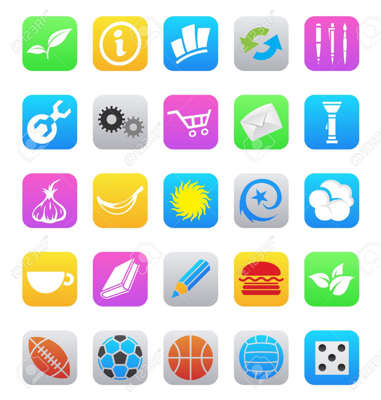 Mobile App Icons Isolated A White Background Royalty Free Mobile App Icons Isolated A White Background Royalty Free