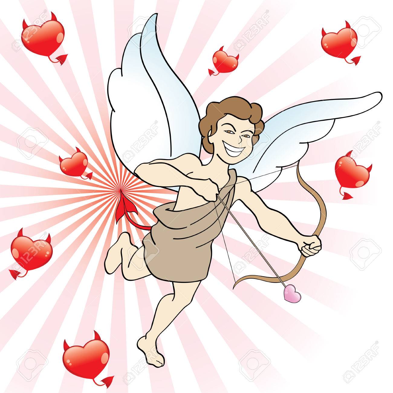 邪悪なエロス ポイント邪悪な心を持つ彼の弓矢 の写真素材 画像素材 Image