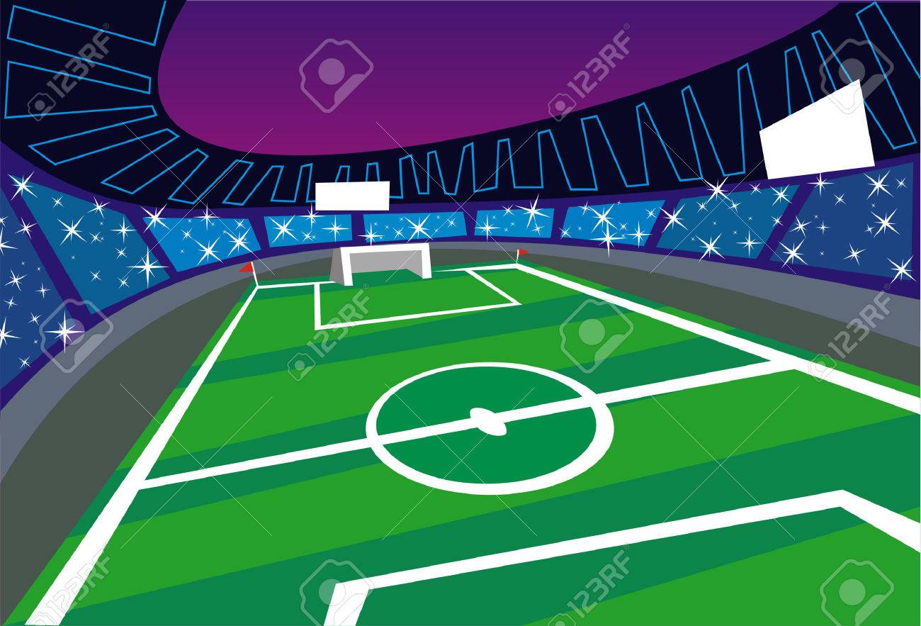 Illustration Of An Soccer Stadium Soccer Fans Are Taking Pictures From The Terraces Royalty Free Cliparts Vectors And Stock Illustration Image