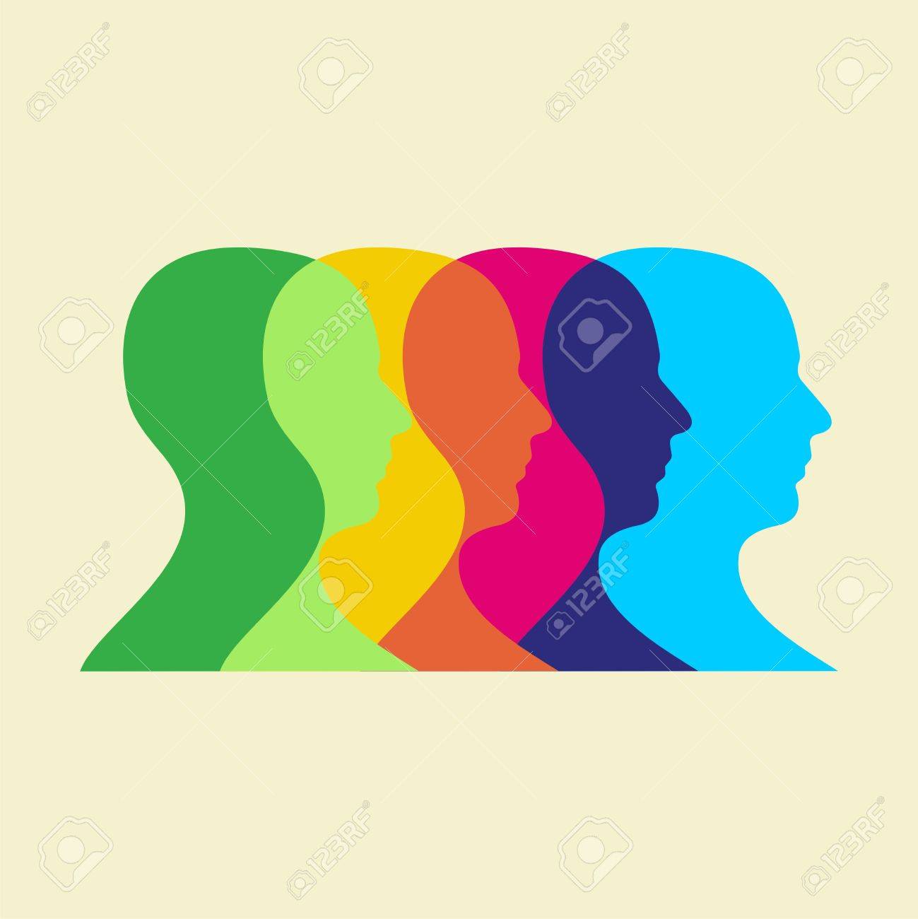 Multicolored human heads interacting. - 8719350 Multicolored human heads interacting. - 8719350