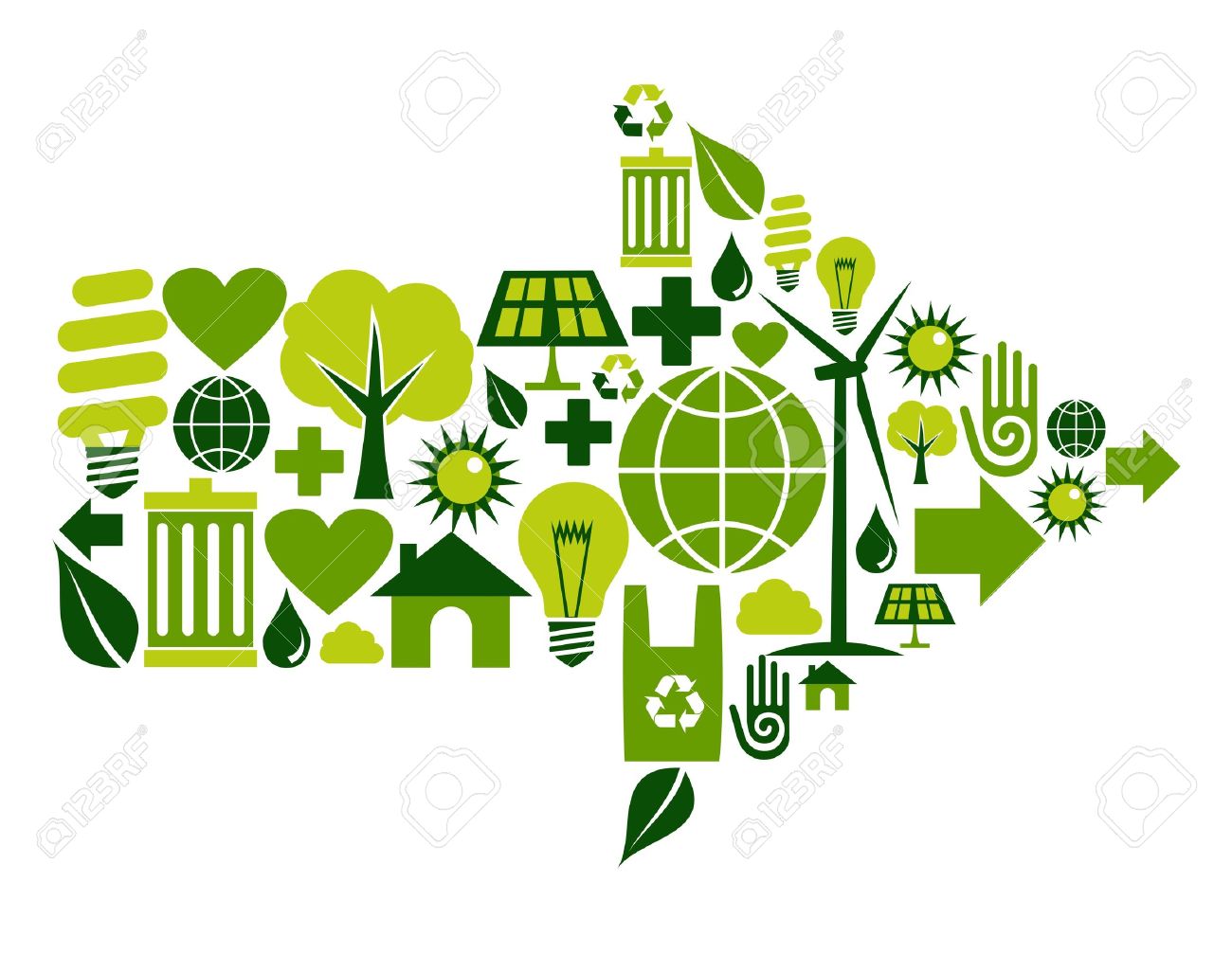 arrow symbol made with green environment icons set royalty free