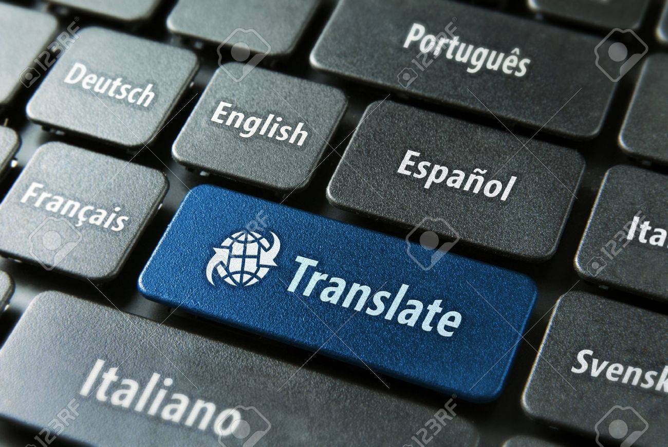 Multilingual translation online concept. Close up of multi language keyboard and translate word key in blue color with clippingpath. - 11182695 Multilingual translation online concept. Close up of multi language keyboard and translate word key in blue color with clippingpath. - 11182695