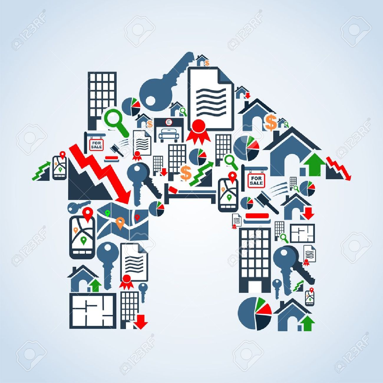 Real estate icon set in house silhouette background illustration file layered for easy manipulation and custom coloring - 13533867 Real estate icon set in house silhouette background illustration file layered for easy manipulation and custom coloring - 13533867