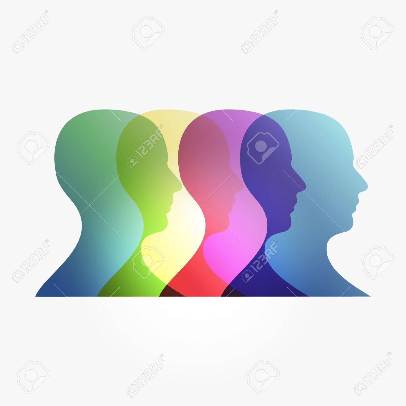 白で分離された多様性透明人間ヘッドのイラスト素材 ベクタ Image