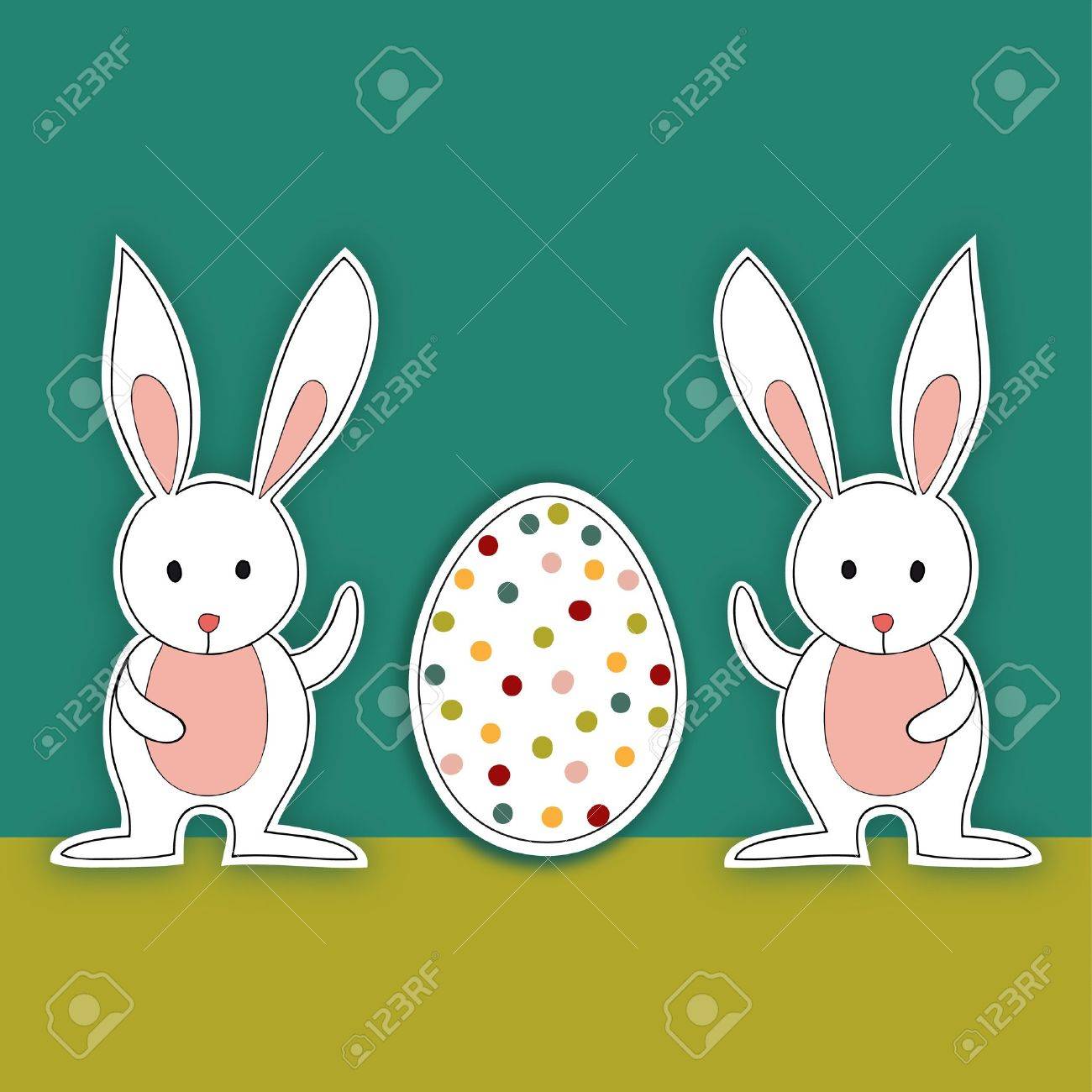 Bebe Lapin De Paques Couple De Jouer Avec Des Oeufs Decoratifs Cette Illustration Contient Les Transparents Et Superposes Pour Une Manipulation Aisee Et La Coloration Personnalisee Clip Art Libres De Droits