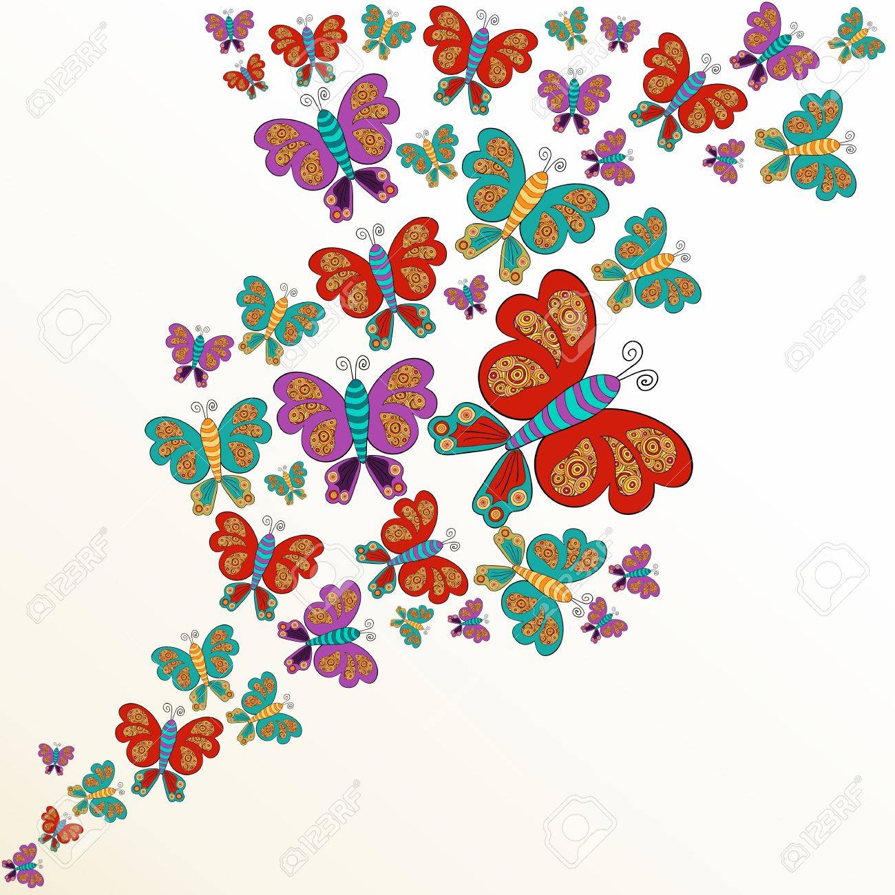 夏蝶のカラフルなスプラッシュ組成物 ベクトル図は 簡単な操作とカスタム色の層 のイラスト素材 ベクタ Image