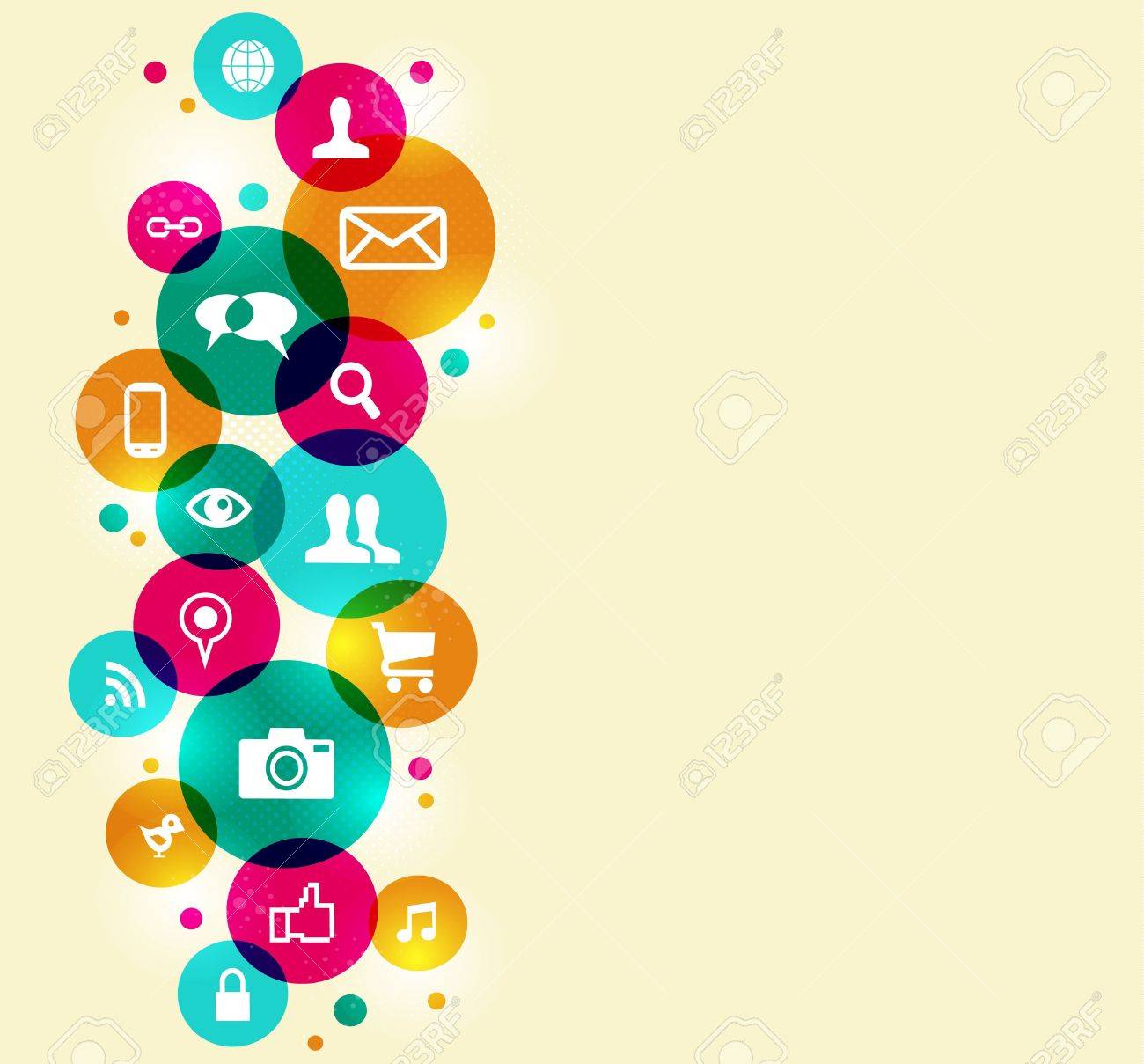 social media icons set in colorful circle background this