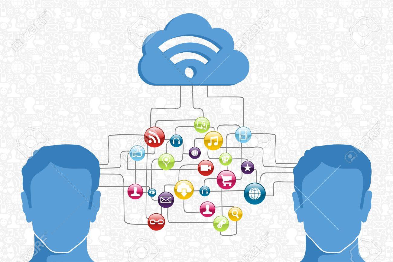 Los Hombres De La Red Informática Diagrama De Interacción Cloud ...