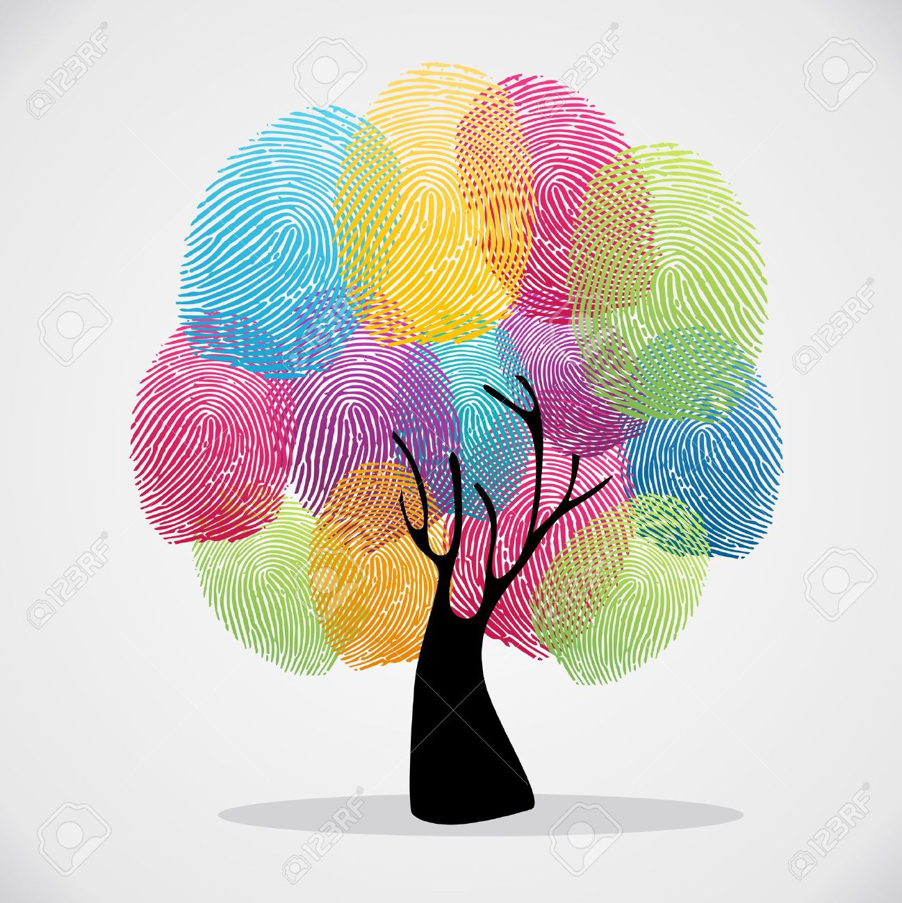 Diversity color tree finger prints illustration background set. file layered for easy manipulation and custom coloring. - 20633211 Diversity color tree finger prints illustration background set. file layered for easy manipulation and custom coloring. - 20633211