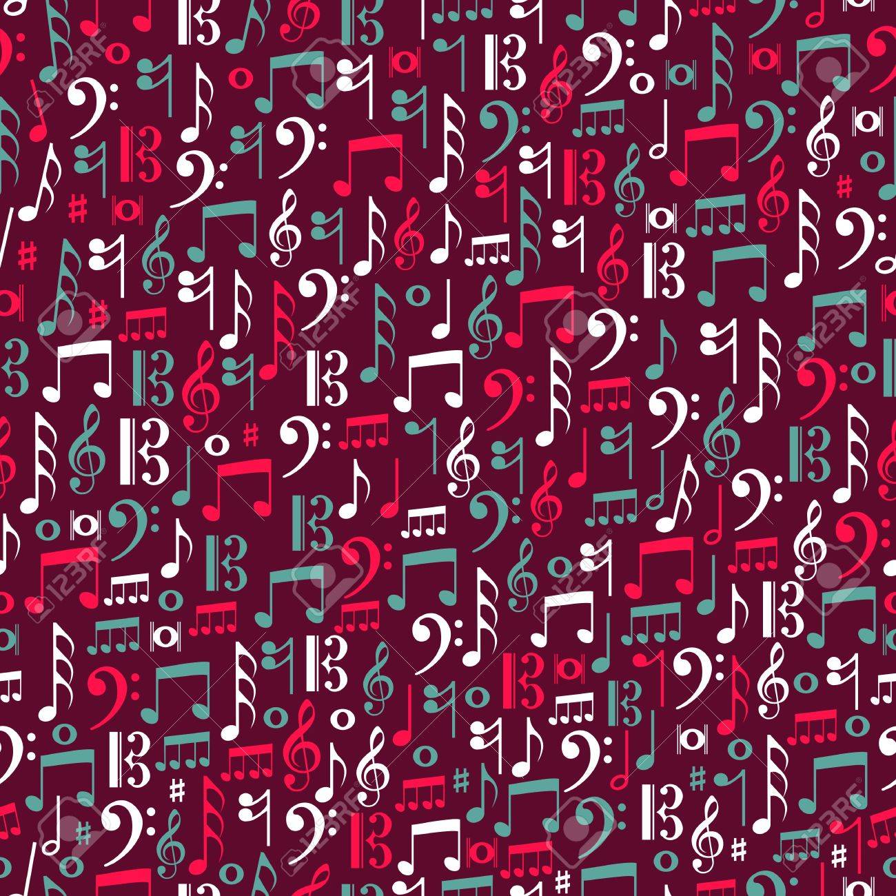 カラフルな音符のシームレスなパターンのイラスト のイラスト素材 ベクタ Image