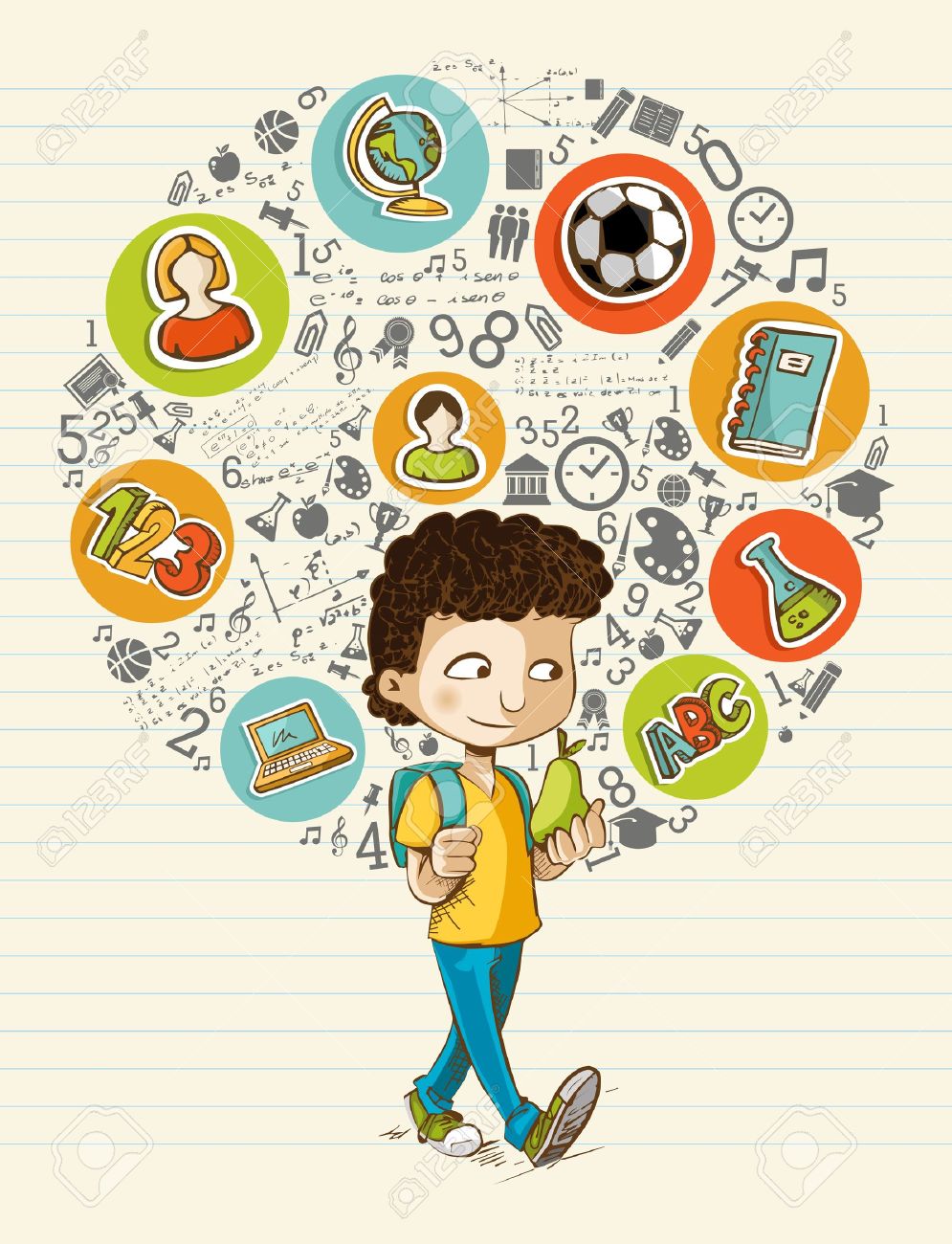 Education back to school cartoon boy colorful global icons. - 21508151 Education back to school cartoon boy colorful global icons. - 21508151