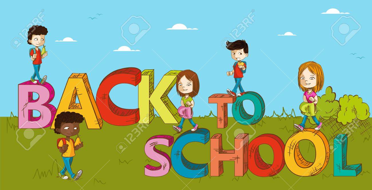 Back To School Text Cartoon Kids Walking To School Education Royalty Free Cliparts Vectors And Stock Illustration Image Back To School Text Cartoon Kids Walking To School Education Royalty Free Cliparts Vectors And Stock Illustration Image