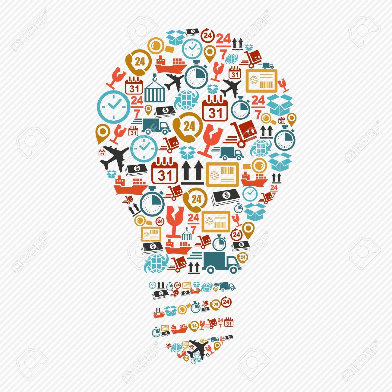 Shipping icons idea light bulb shape composition. Vector in layers for easy editing. - 21821228 Shipping icons idea light bulb shape composition. Vector in layers for easy editing. - 21821228
