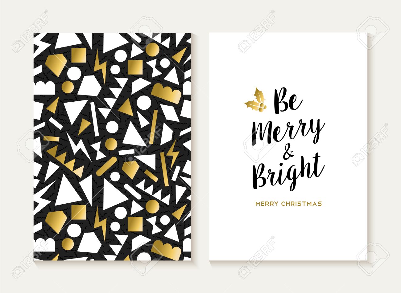 Buon Natale Anni 80.Vettoriale Modello Di Scheda Di Buon Natale Insieme Con Stile Retro Anni 80 Senza Soluzione Di Modello E Di Tendenza Il Testo Natale In Colore Metallizzato Oro Ideale Per I Saluti