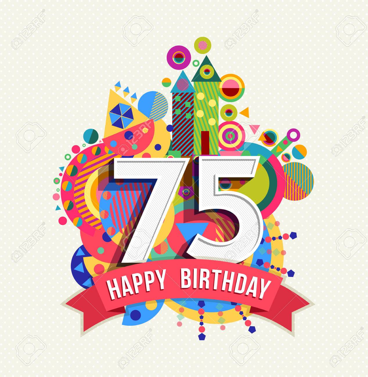 happy birthday seventy five 75 year fun celebration greeting
