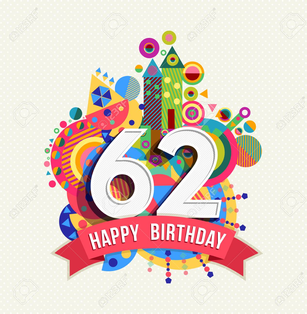 Happy Birthday sixty two 62 year Stock Vector - 52426136