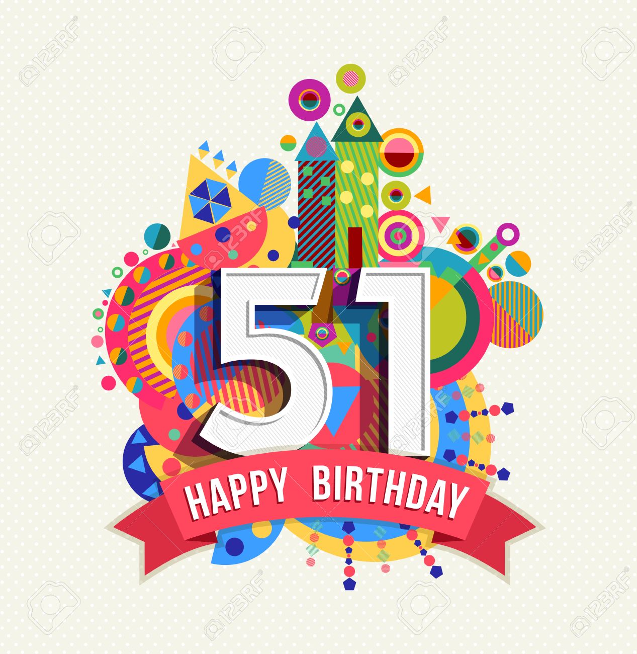 Happy Birthday fifty one 51 year Stock Vector - 52426791