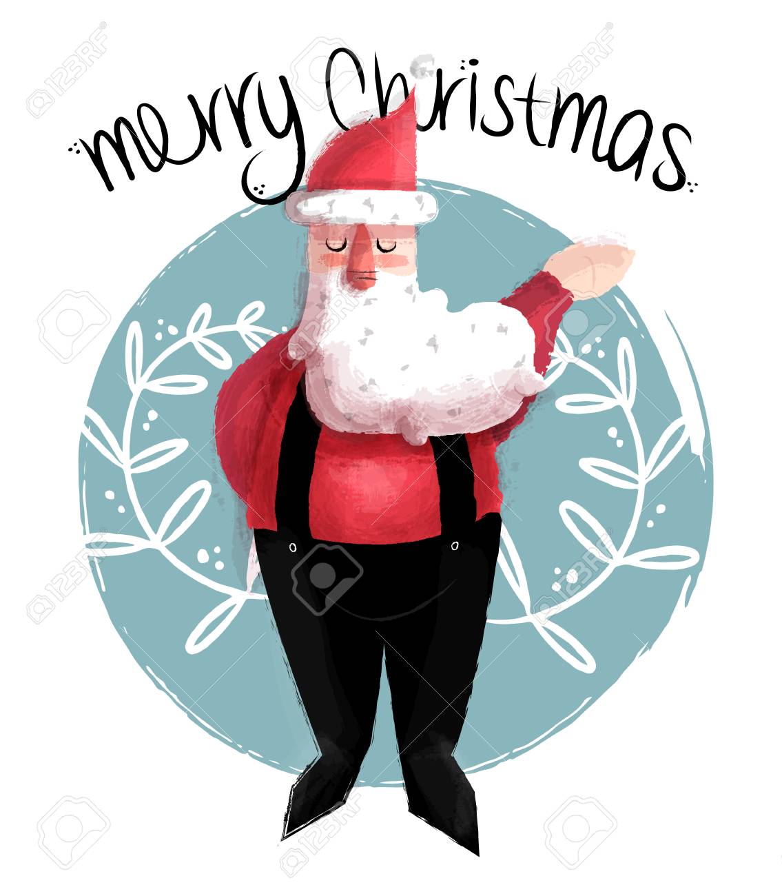 メリー クリスマス面白い手描きイラストかわいい休日サンタ クロース文字 クリスマスのグリーティング カードに最適です ベクトル のイラスト素材 ベクタ Image