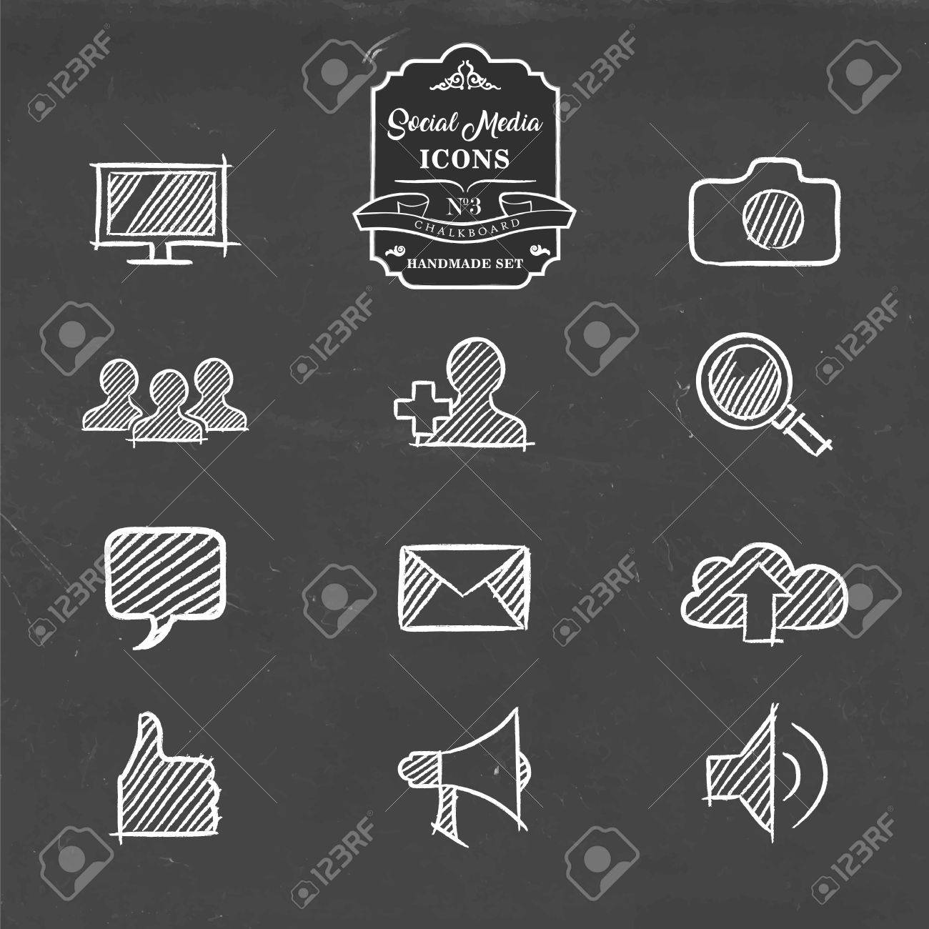 social media hand drawn chalkboard icon collection set of online chalkboard online free