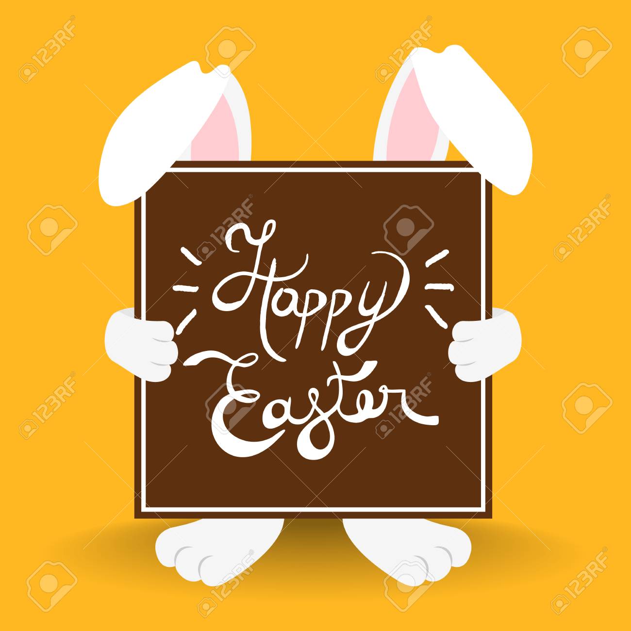 Conception De Cartes De Joyeuses Paques Avec Lapin Tenant Signe De Citation De Typographie Pour La Celebration Des Vacances Vecteur Eps10 Clip Art Libres De Droits Svg Vecteurs Et Illustration Image