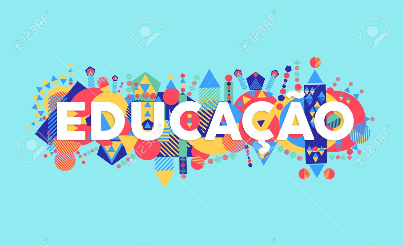 education typography quote in portuguese language school concept
